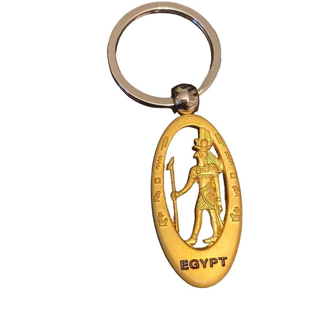 3.5” Egypt Keychain Souvenir 80’s 90’s Gold Tone